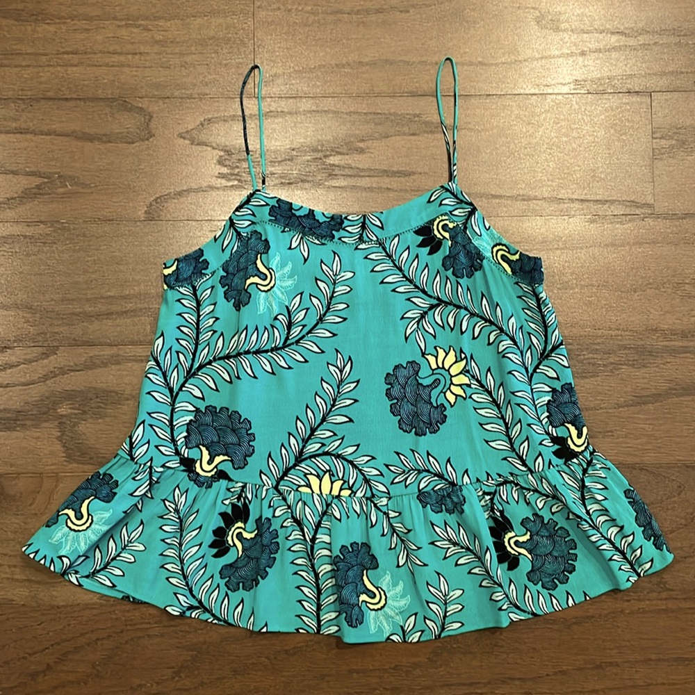 LOFT Petite Green Floral Peplum Strappy Cami - Size XSP